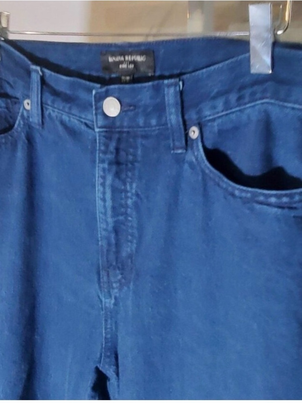 Banana Republic Summer Weight Dark Blue Wide-Leg High-Rise Jeans 12 - Picture 7 of 13